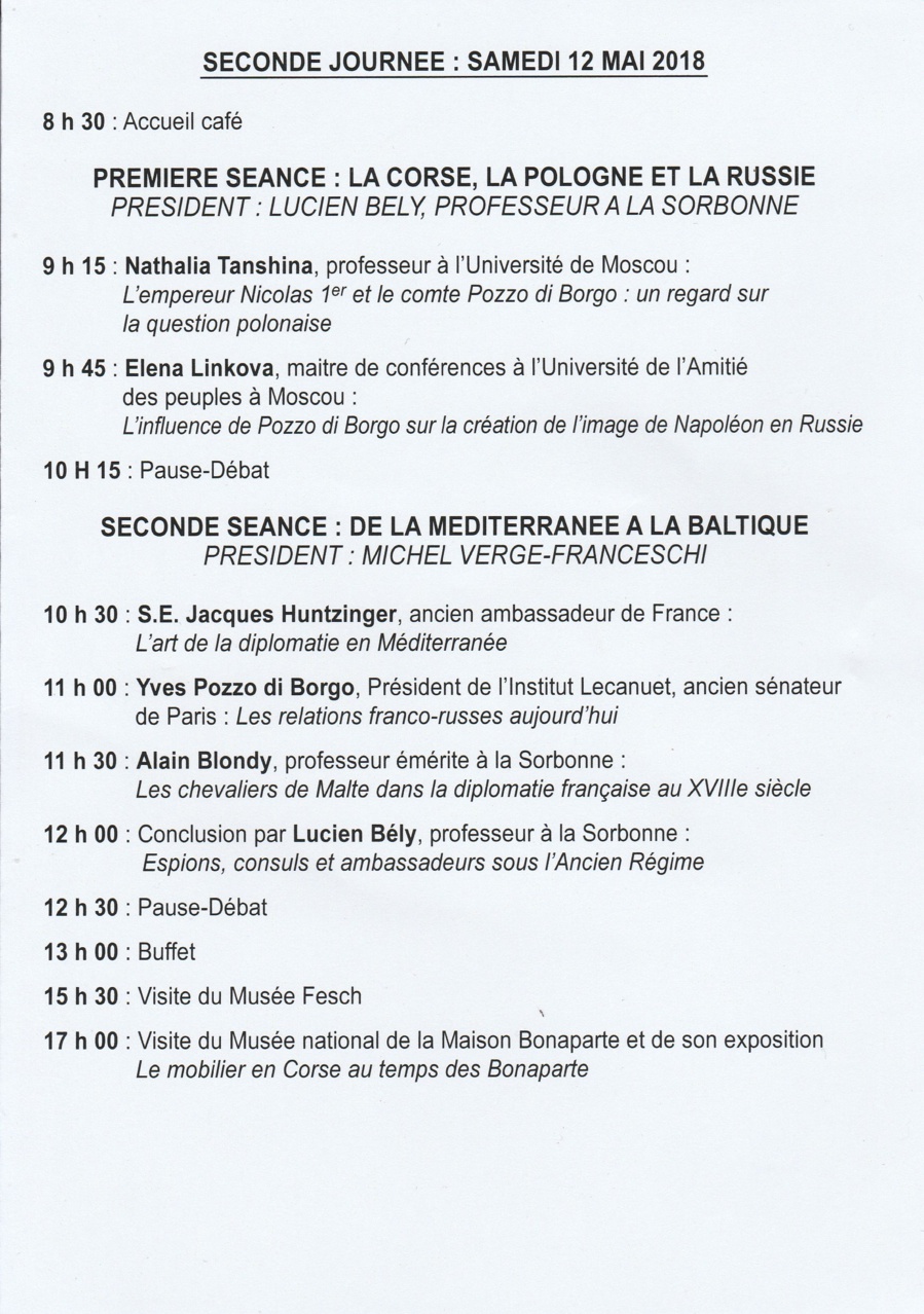 DEUXIEME COLLOQUE HISTORIQUE D'ALATA - La Corse et les Corses dans la diplomatie.